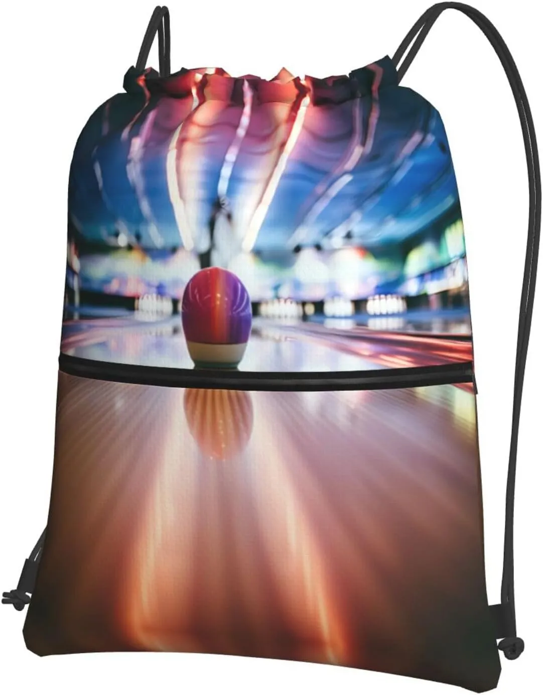 Bowling Ball Picture Drawstring Zipper Backpack For Hiking Camping Yoga - Convenient Daily Carry