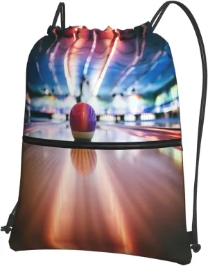 Bowling Ball Picture Drawstring Zipper Backpack For Hiking Camping Yoga - Convenient Daily Carry