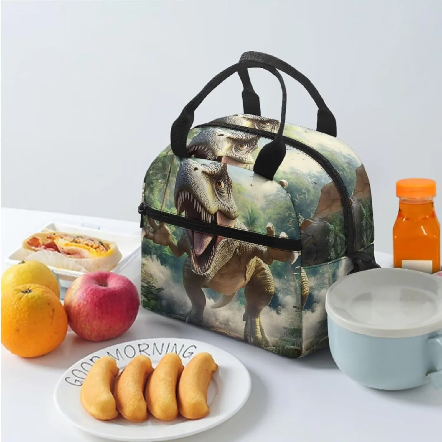 Boys Dinosaur Backpack Set with Lunch Box 3 Piece Lightweight Bookbag Ergonomic Spacious Cool 5th Grade School Bags for Field Trips Age 10-11 Travel Rucksack