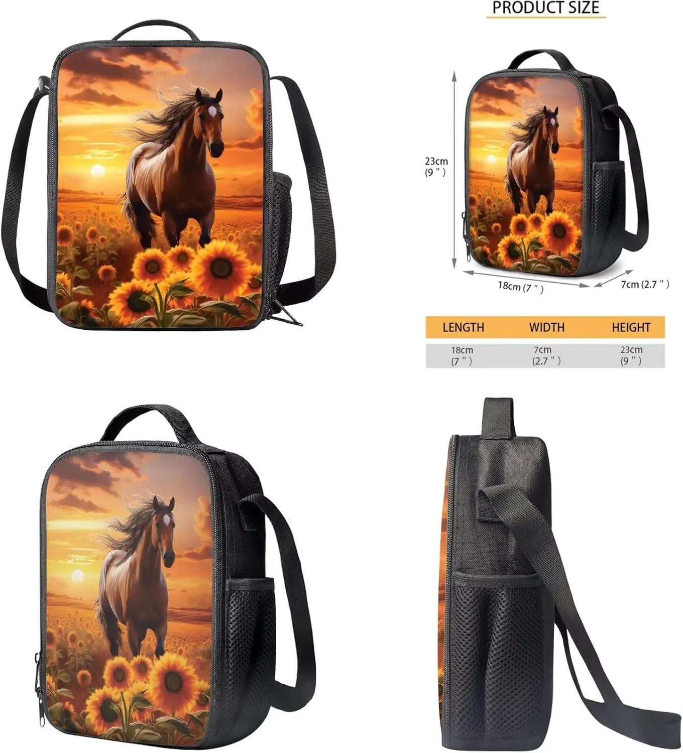 Brown Horse Kindergarten Backpack for Boys Girls with Lunchbox Multi-Functional Kids School Bag Cool Shoulder Laptop Daypack Cute School Supplies Set for Teens 4 Pieces