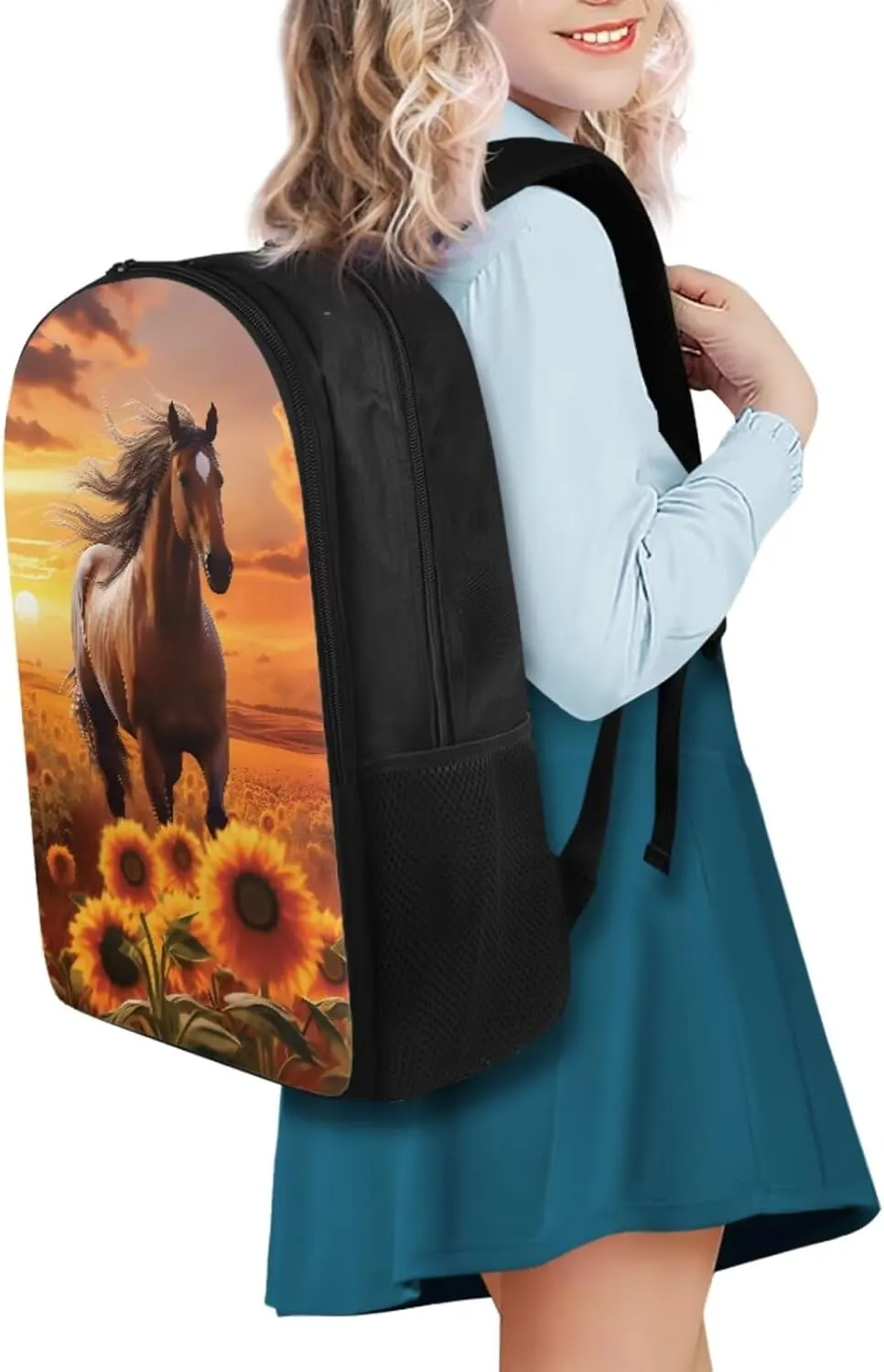 Brown Horse Kindergarten Backpack for Boys Girls with Lunchbox Multi-Functional Kids School Bag Cool Shoulder Laptop Daypack Cute School Supplies Set for Teens 4 Pieces