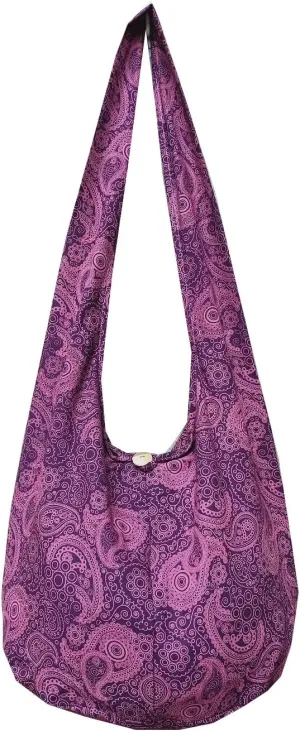 BTP! Thai Cotton Hippie Hobo Sling Crossbody Bag eco Friendly Shopping bag Paisley Print Large