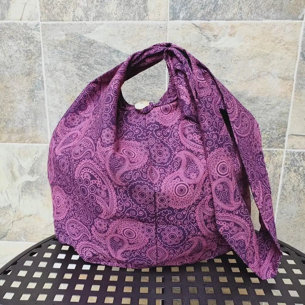 BTP! Thai Cotton Hippie Hobo Sling Crossbody Bag eco Friendly Shopping bag Paisley Print Large