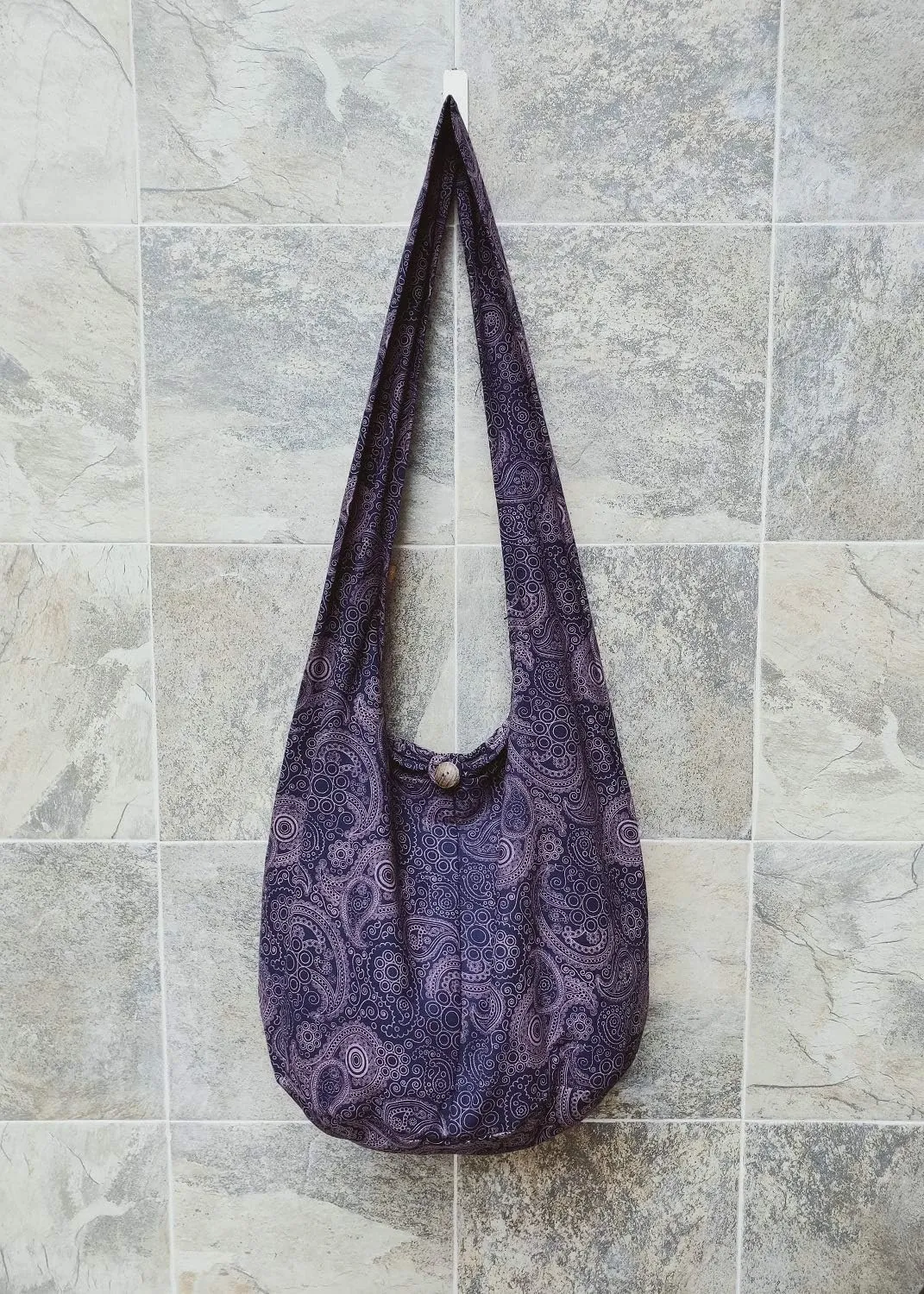 BTP! Thai Cotton Hippie Hobo Sling Crossbody Bag eco Friendly Shopping bag Paisley Print Large