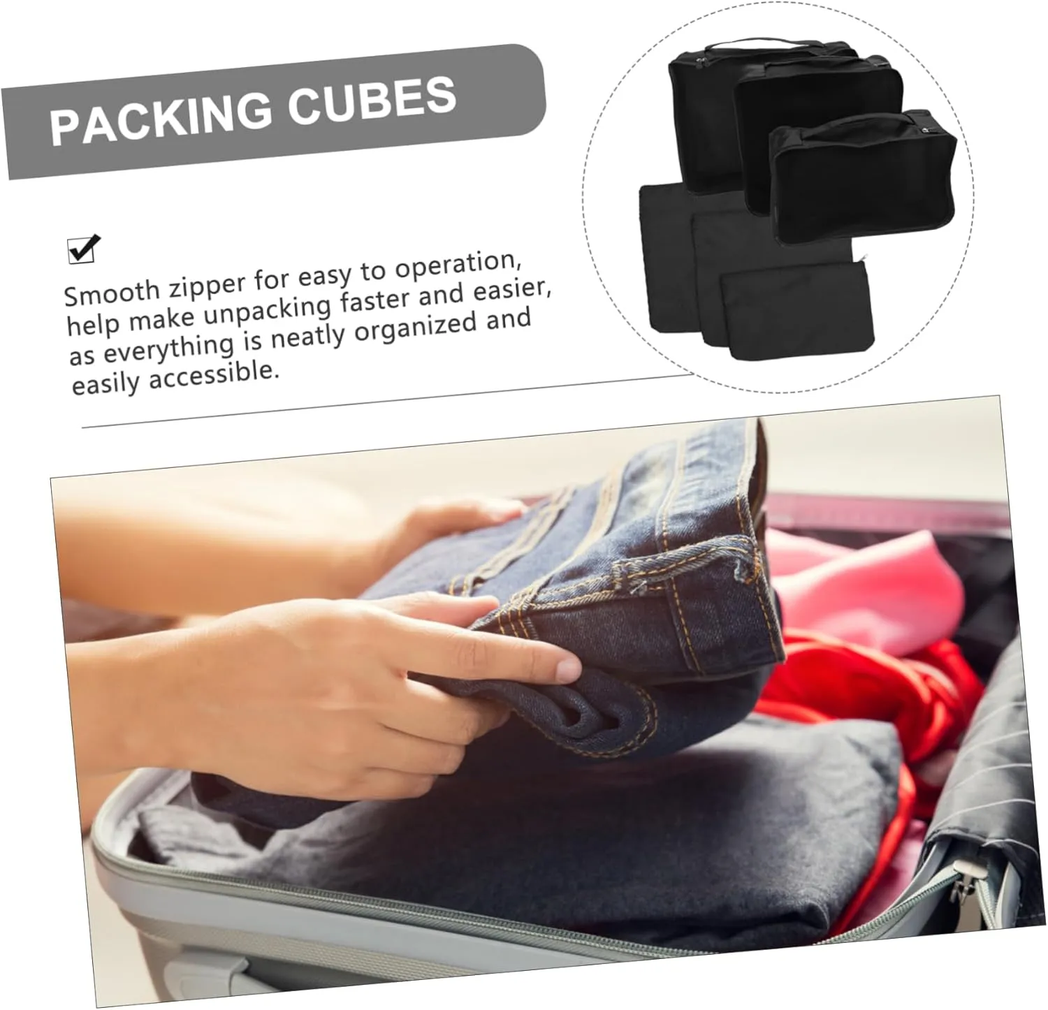 Cabilock Large Capacity Luggage Bag Set 6pcs Foldable Closet Storage Bag Zipper for Men Women