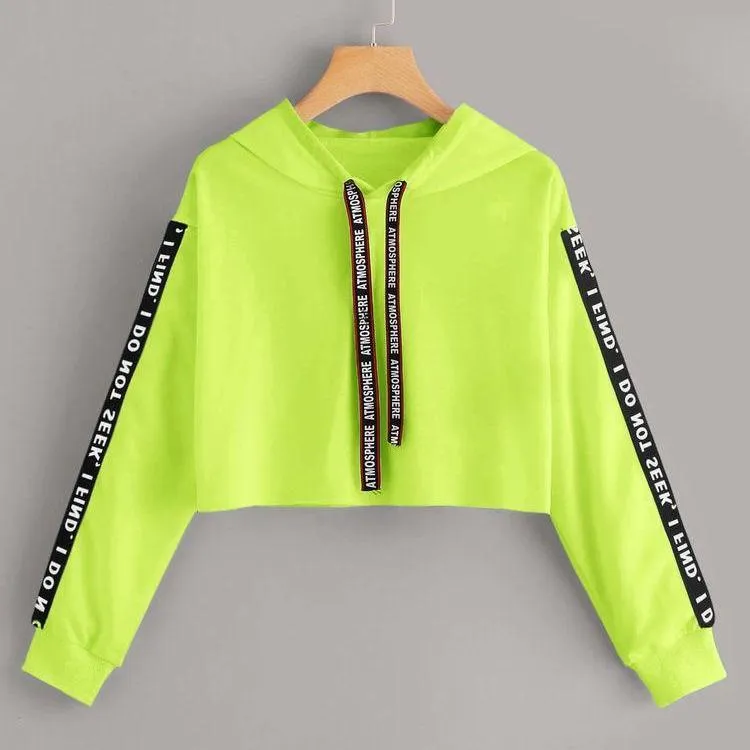 Candy Crop hoodie with Letter Tape