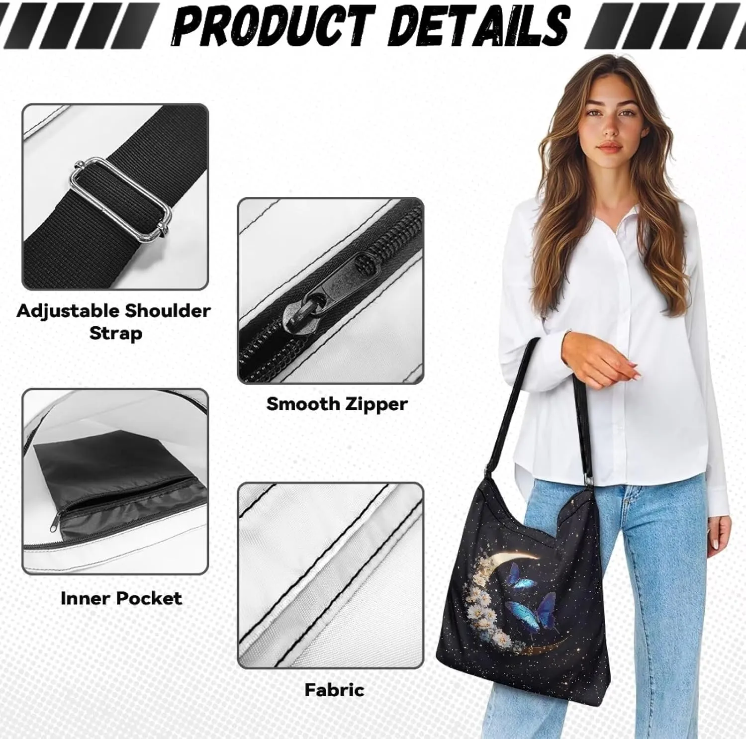 Canvas Tote Bag for Women, Anti Water Tote Bag Stylish Shoulder Purse Women'S Canvas Hobo Bag