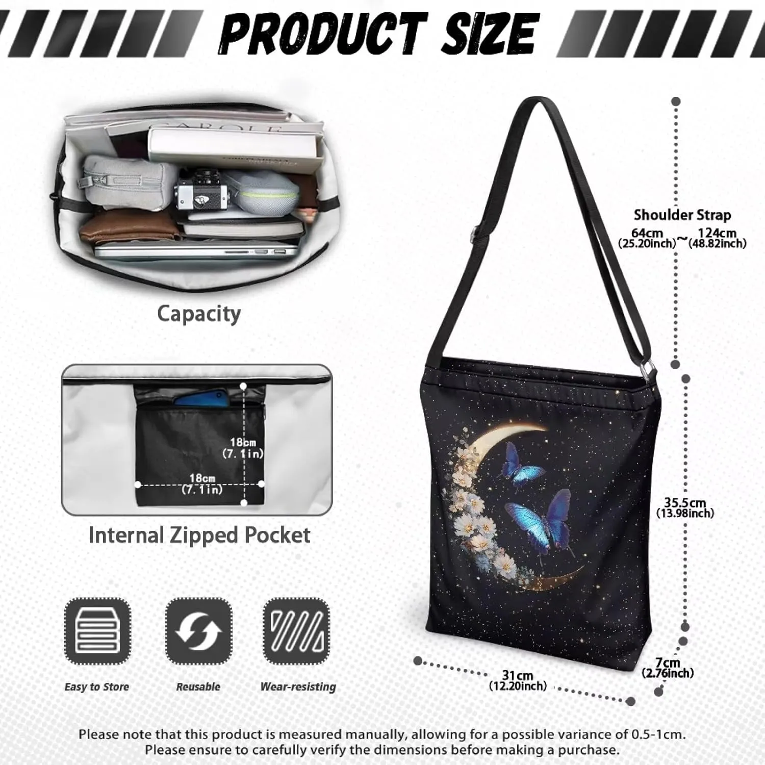 Canvas Tote Bag for Women, Anti Water Tote Bag Stylish Shoulder Purse Women'S Canvas Hobo Bag