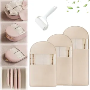 Cautiecimal Space Saving Hanging Garment Bag with Self Compression Zipper, Self Compression Zip Garment Bags, Space Saving Hanging Bag, Protects Clothes from Wrinkles (Beige-2PC, M)
