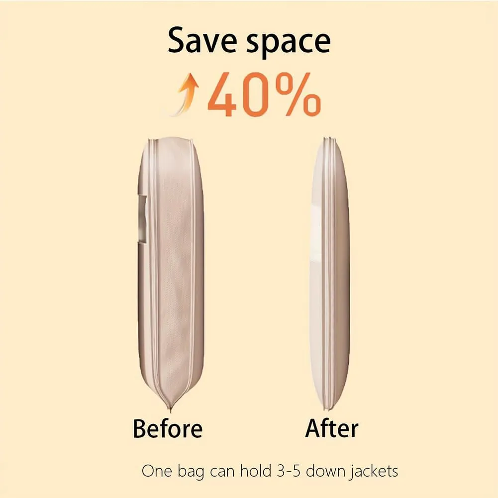 Cautiecimal Space Saving Hanging Garment Bag with Self Compression Zipper, Self Compression Zip Garment Bags, Space Saving Hanging Bag, Protects Clothes from Wrinkles (Beige-2PC, M)