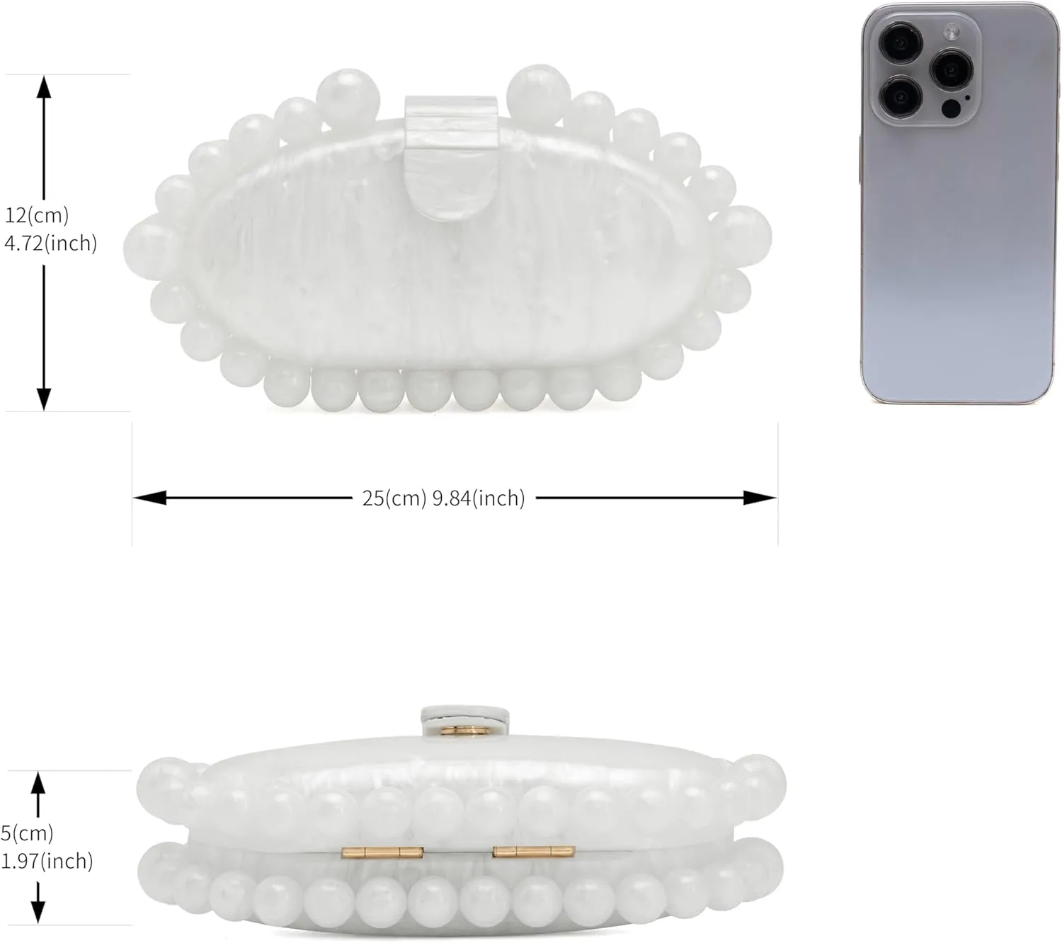 Clutch Bag for Women Oval Beads Purse Wedding Prom Party Marble Texture Acrylic Evening Bag Shoulder Crossbody Bag