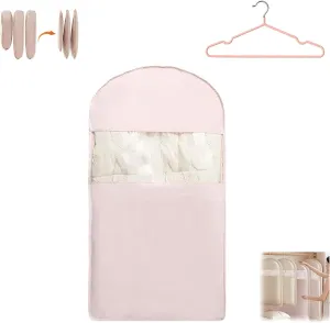 Compression Garment Bags for Hanging Clothes Travel, Space Saving Garment Bags, 2025 Space Saving Hanging Garment Bag with Self Compression Zipper (Pink, L)