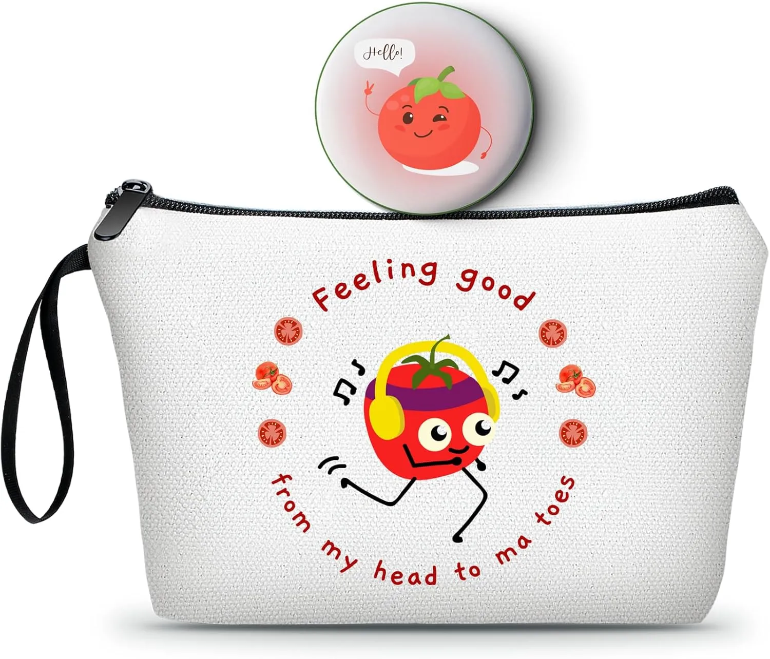 Cosmetic Bag with Mirror, Travel, Bathroom, Outdoor, Red, Canvas, Eco-friendly, Cosmetic Case