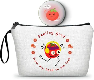 Cosmetic Bag with Mirror, Travel, Bathroom, Outdoor, Red, Canvas, Eco-friendly, Cosmetic Case