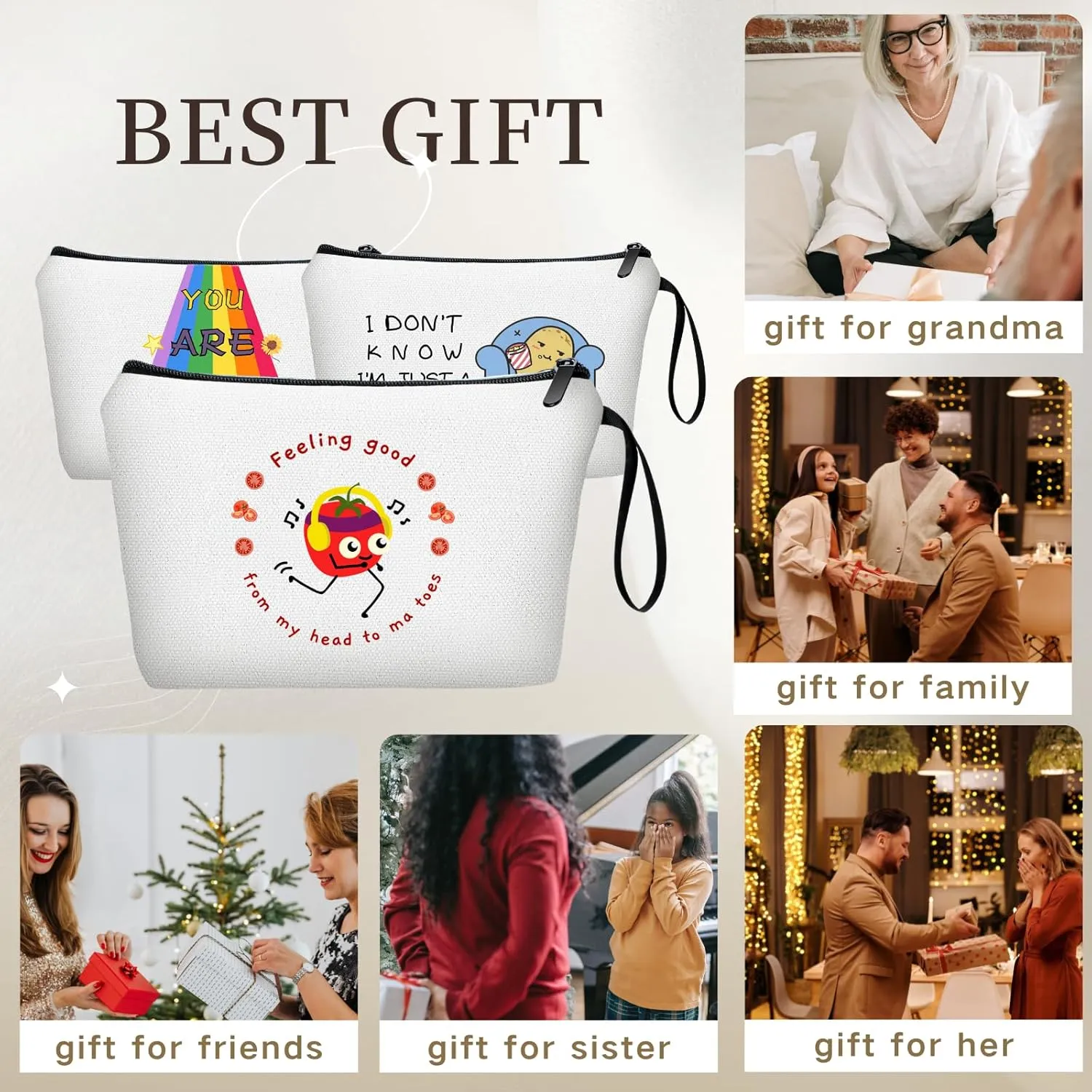 Cosmetic Bag with Mirror, Travel, Bathroom, Outdoor, Red, Canvas, Eco-friendly, Cosmetic Case