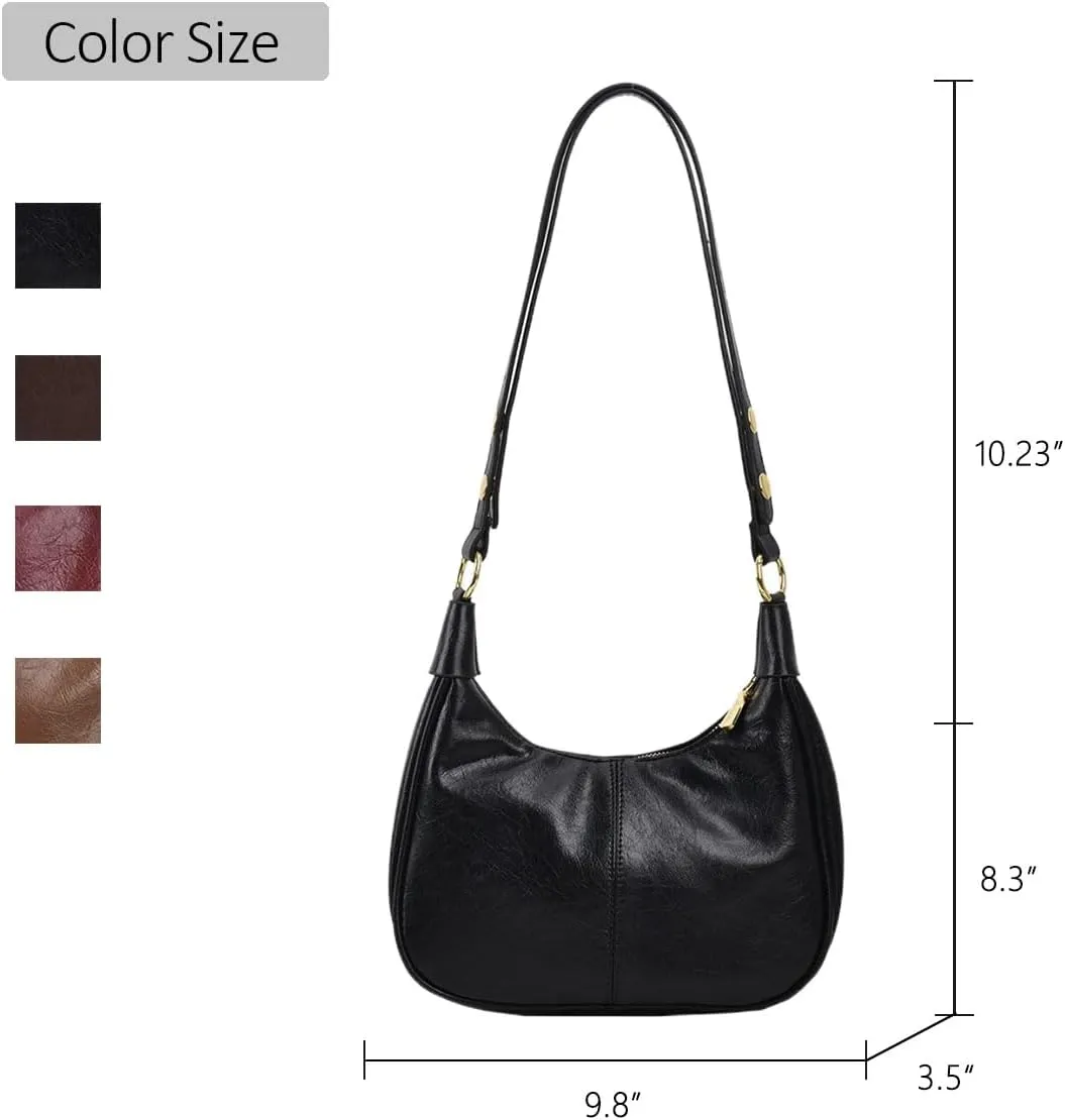 Crescent Shoulder Bags for Women Retro Small Hobo Handbags PU Leather Tote Bag 2025