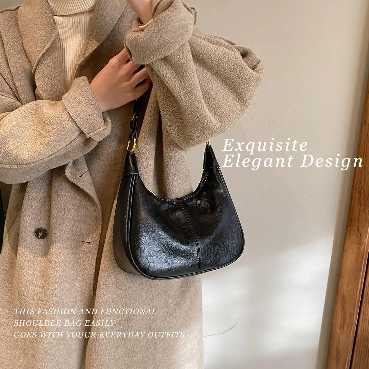 Crescent Shoulder Bags for Women Retro Small Hobo Handbags PU Leather Tote Bag 2025