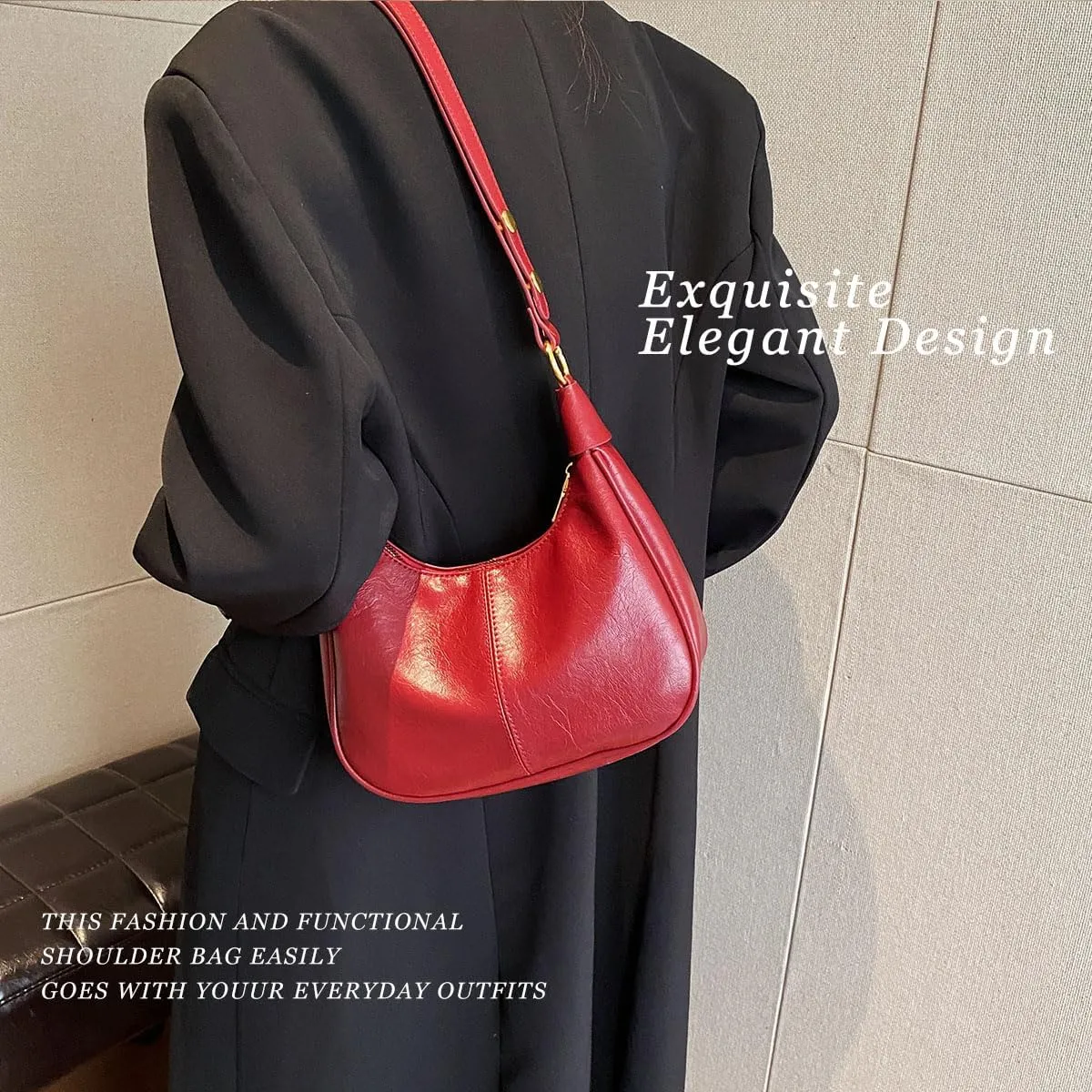 Crescent Shoulder Bags for Women Retro Small Hobo Handbags PU Leather Tote Bag 2025