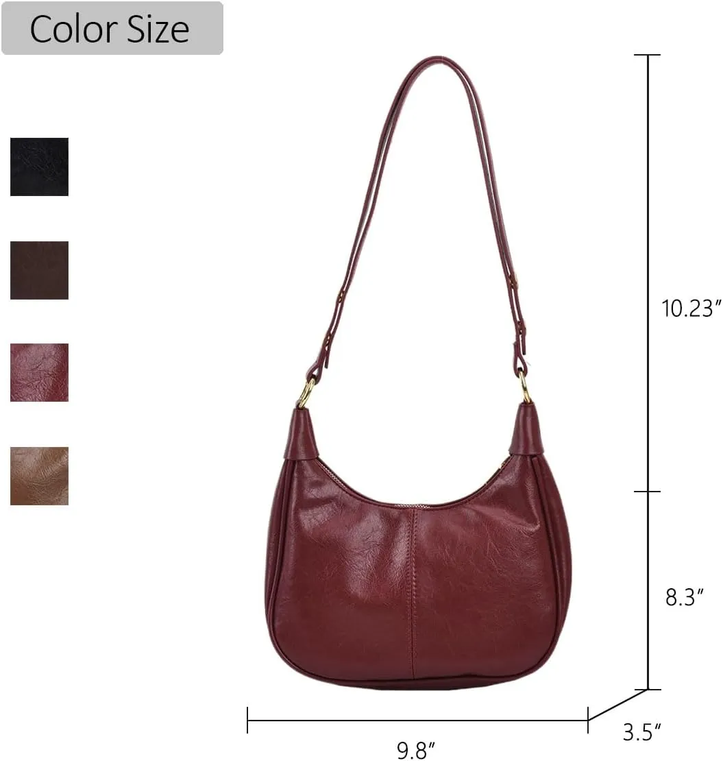 Crescent Shoulder Bags for Women Retro Small Hobo Handbags PU Leather Tote Bag 2025