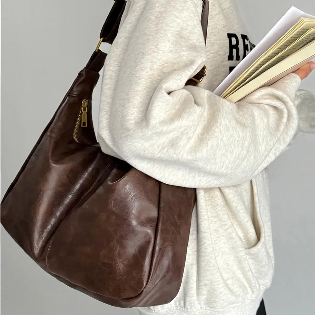 Crescent Shoulder Bags for Women Retro Small Hobo Handbags PU Leather Tote Bag 2025