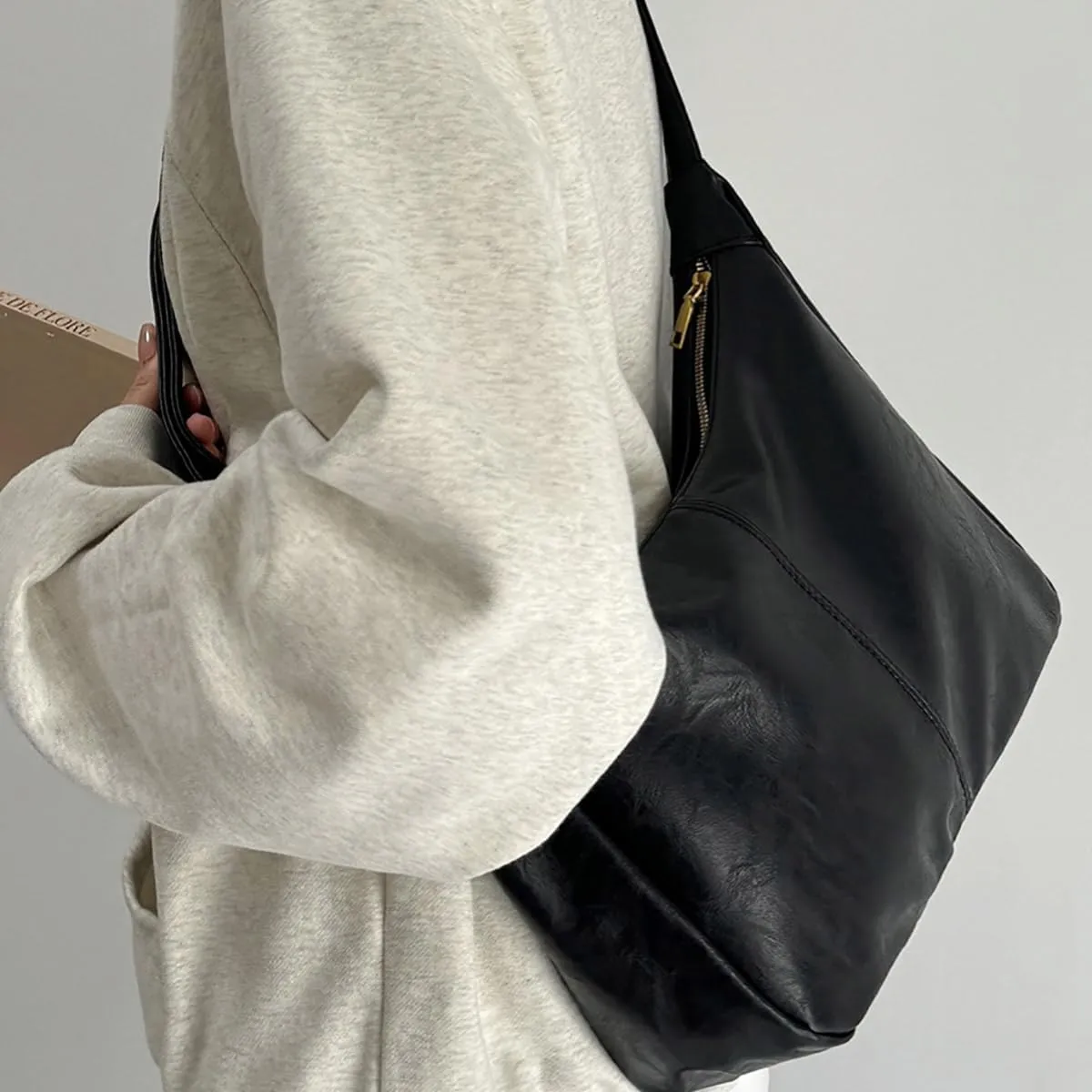 Crescent Shoulder Bags for Women Retro Small Hobo Handbags PU Leather Tote Bag 2025