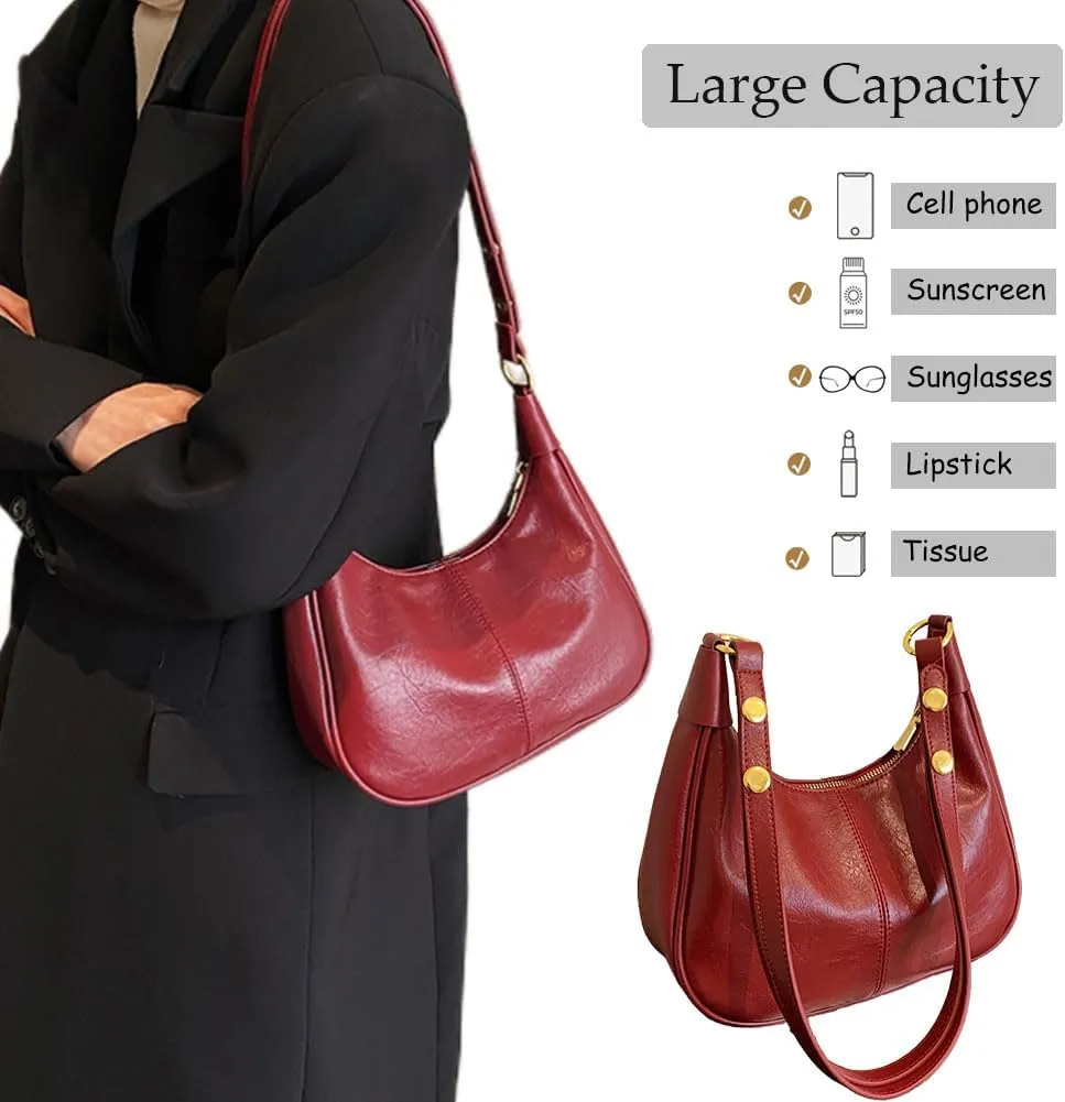 Crescent Shoulder Bags for Women Retro Small Hobo Handbags PU Leather Tote Bag 2025