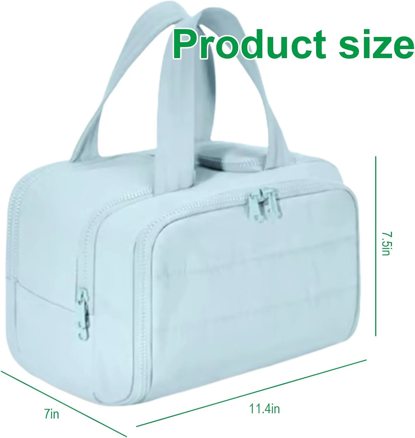 Cureaway Travel Cosmetic Bag, 0.6lb Large Capacity Wide-Open Travel Cosmetic Bag, 4-In-1 Puffy Multi-Functional Toiletry Bag for Women, Wash Pouch Portable Hanging Lightweight Organizer (Green)