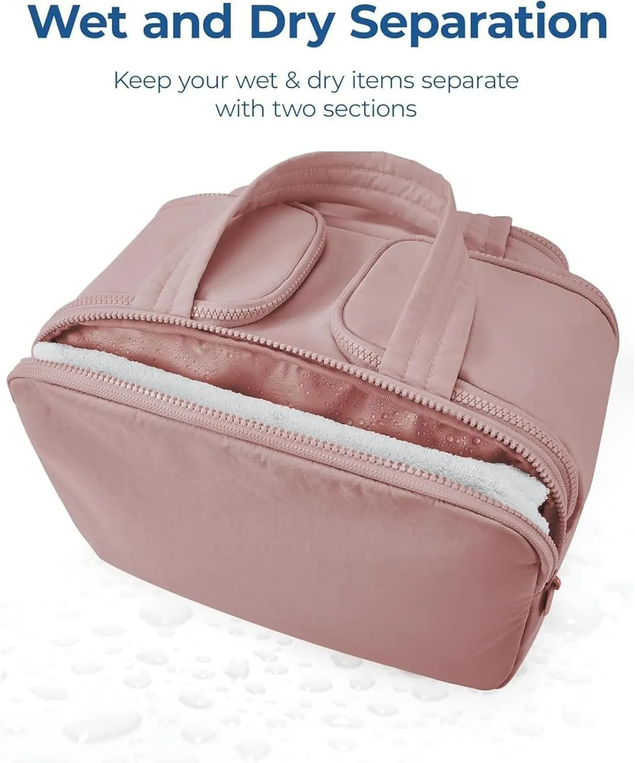 Cureaway - Travel Cosmetic Bag, Cureaway Large Capacity Wide-Open Travel Cosmetic Bag, Multi-Functional Toiletry Bag for Women, Portable Hanging Organizer with 4 Compartments (Beige)