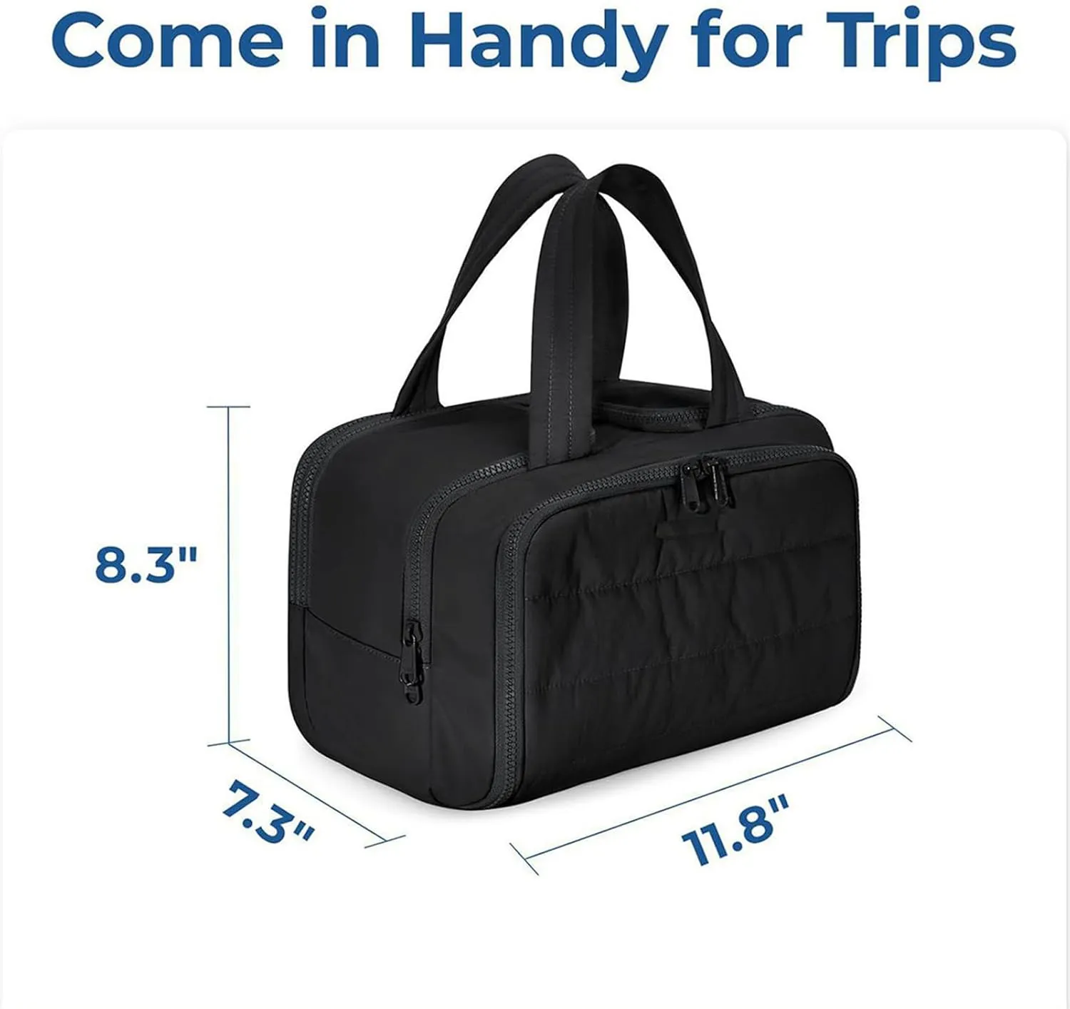 Cureaway Travel Cosmetic Bag, Large Capacity Wide-Open Travel Cosmetic Bag, 4-in-1 Puffy Multi-functional Toiletry Bag for Women, Wash Pouch Portable Hanging Organizer (Dark gray)