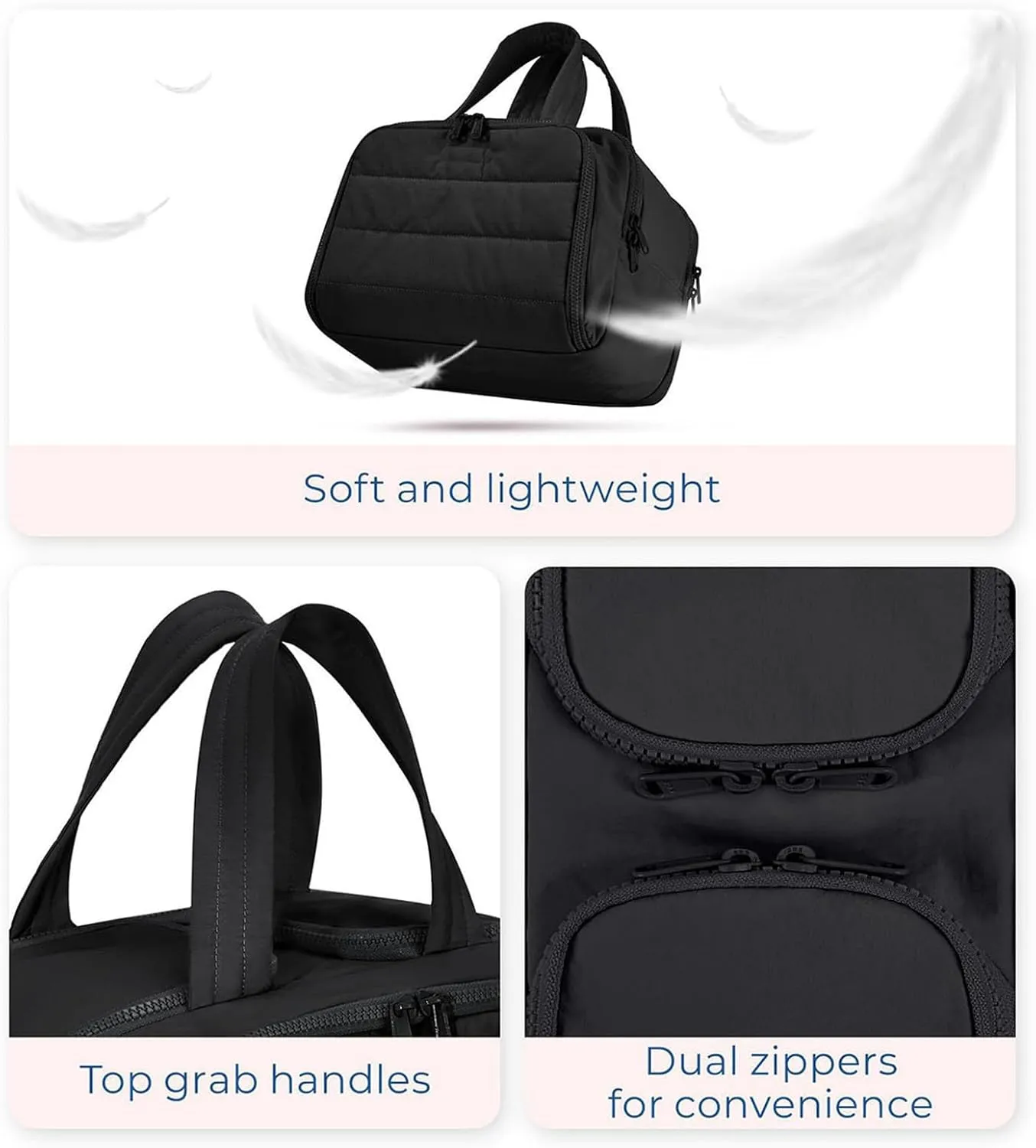 Cureaway Travel Cosmetic Bag, Large Capacity Wide-Open Travel Cosmetic Bag, 4-in-1 Puffy Multi-functional Toiletry Bag for Women, Wash Pouch Portable Hanging Organizer (Dark gray)