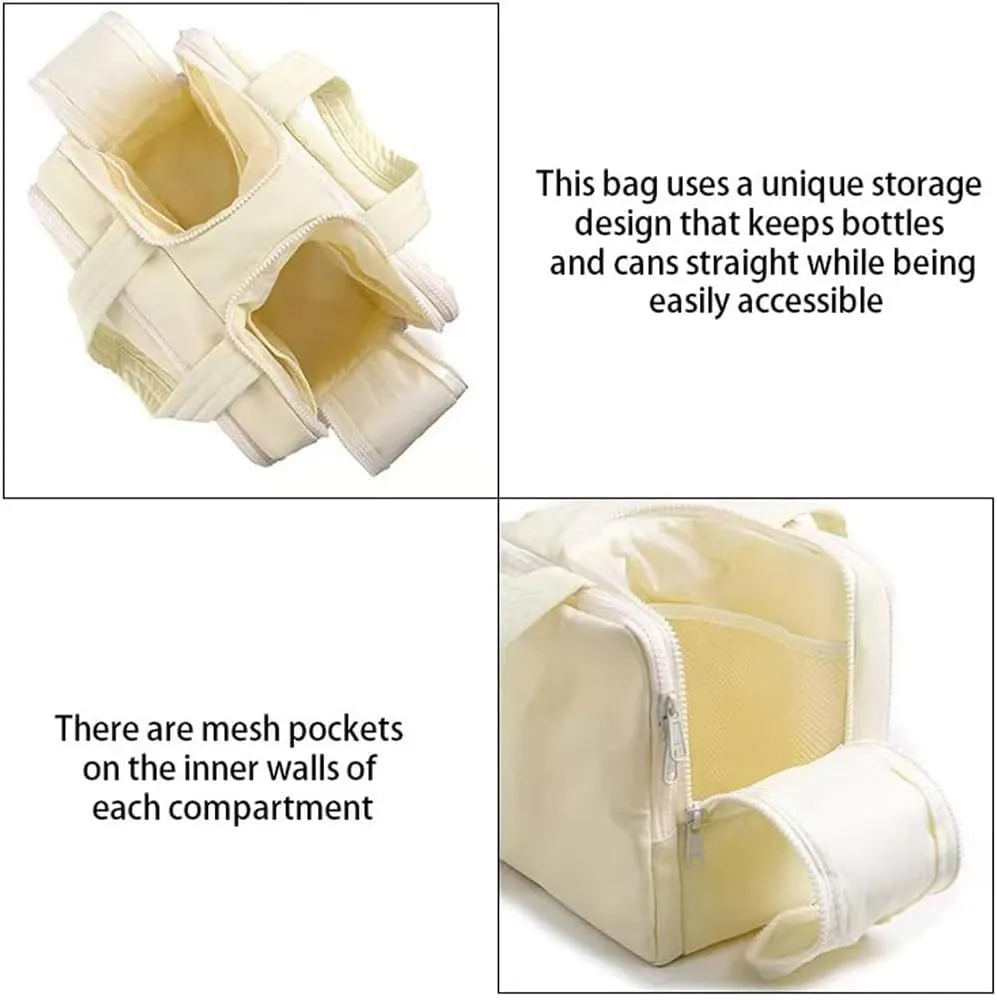 Curetoaway Large Capacity Wide-Open Travel Cosmetic Bag,Cureaway Makeup Tote,4-in-1 Puffy Multi-functional Toiletry Bag for Women,Wash Pouch Portable Hanging Organizer (Off-white)