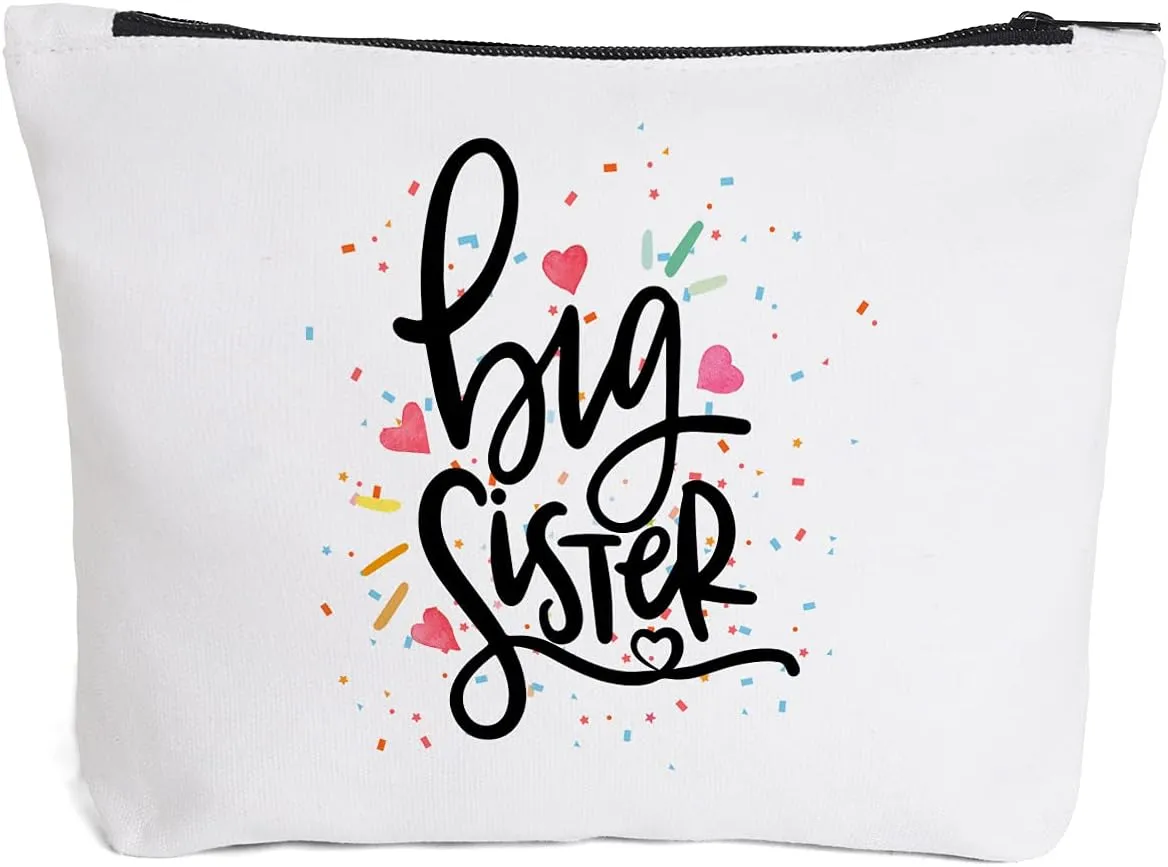 Cute Big Sister Reusable Makeup Bag Big Sister Gifts for Little Girls Best Sister Eco-Friendly Makeup Bag Gifts for Birthday Christmas