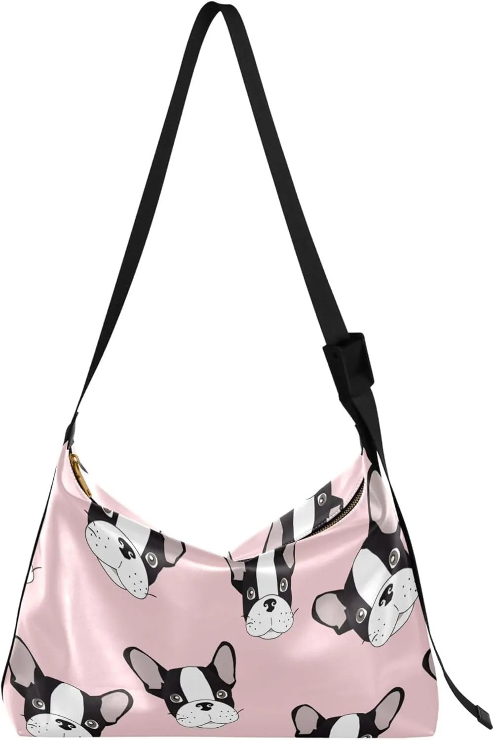 Cute Bulldog Hobo Leather Bags for Women Large Crossbody Purse Stylish Animal Print Shoulder Handbag Purse