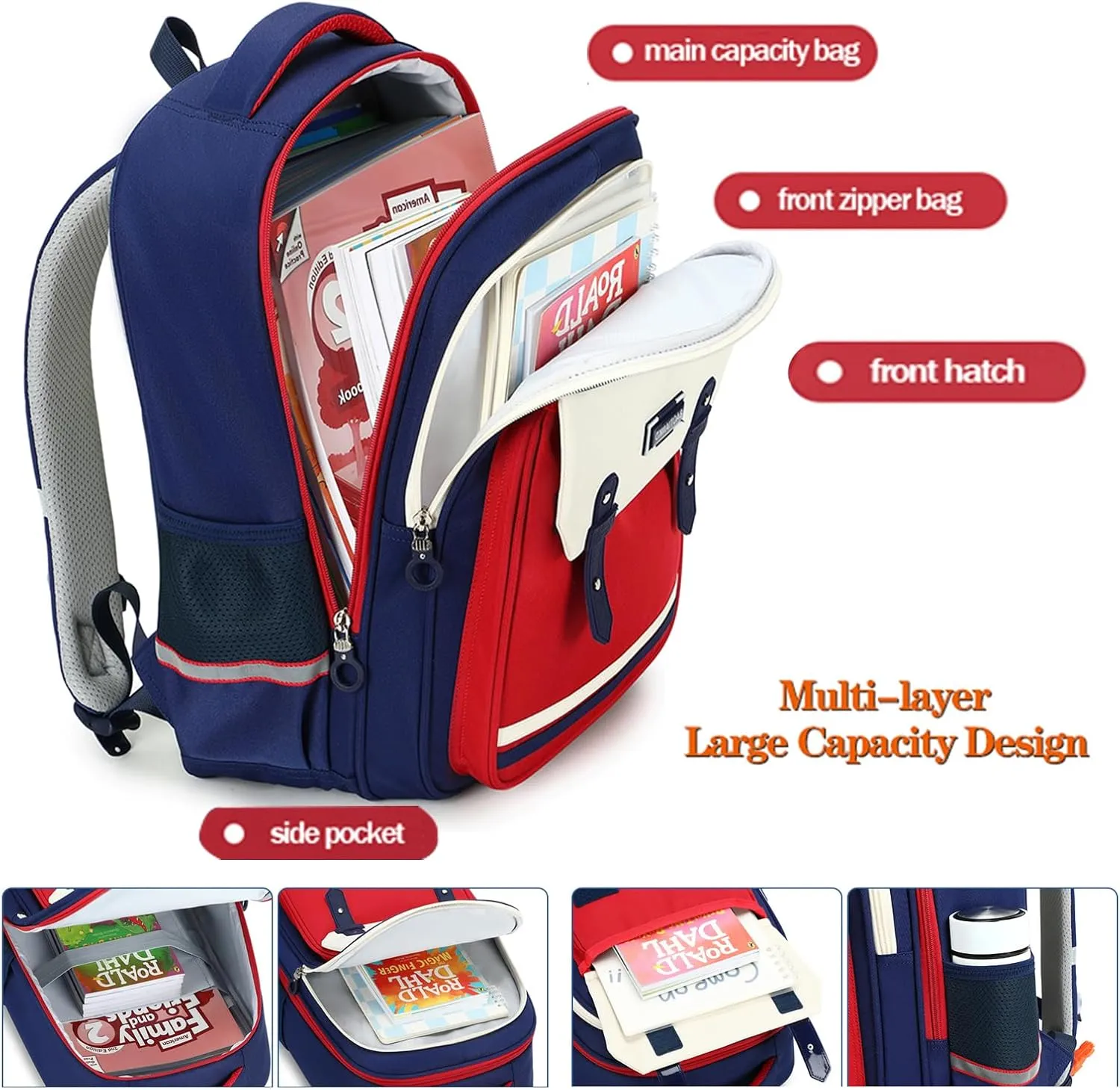 Cute School Backpack,Kids Bookbag Teen Daily Bunny Backpacks for Girls Boys,Kawaii Large Capacity Travel Bags Laptop (Blue Sky)