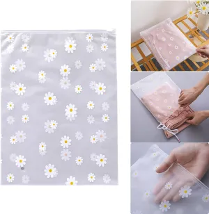 Daisy Zipper Storage Bags, Reusable Waterproof PEVA Plastic Pouches for Clothes, Shoes, Toiletries - 12" x 16" / 30 x 40 cm - 50 Pcs