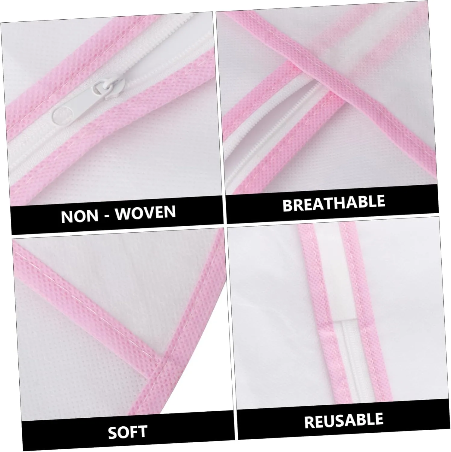 DECHOUS Bridal Dress Cover Wedding Gown Preservation Bag Nonwoven Fabric 150cm Long Pink Garment Bag for Storage