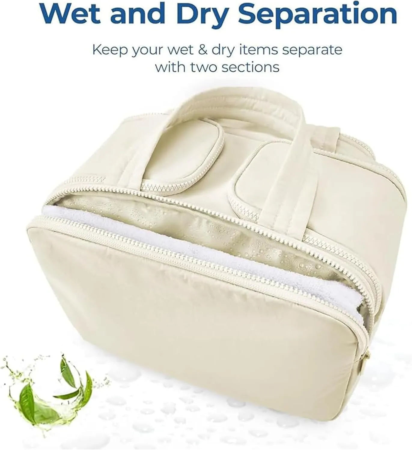 Decisive Makeup Bag, Elouva Toiletry Bag, Large Capacity Wide-Open Travel Cosmetic Bag, 4-in-1 Puffy Multi-functional Toiletry Bag, Portable Hanging Organizer, Dry-and-Wet Separation (Light blue)