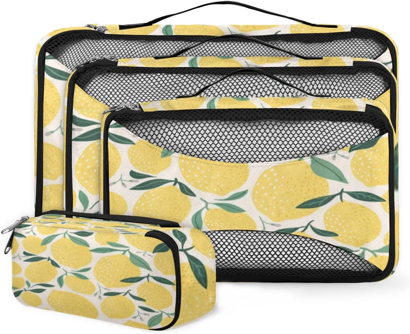 Decorative Lemon 4 Set Packing Cubes for Suitcases Travel Packing Organizers for Travel Accessories Lightweight & Space Saving
