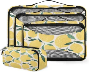 Decorative Lemon 4 Set Packing Cubes for Suitcases Travel Packing Organizers for Travel Accessories Lightweight & Space Saving