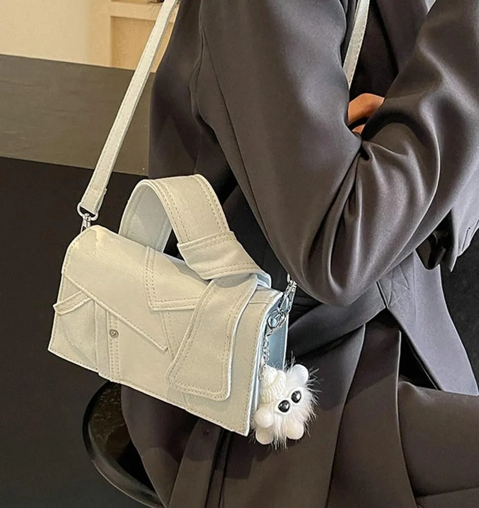 Denim Purse Top Handle Bag Small Shoulder Bags Stylish Purse Handbags With Removable Strap Travel Work
