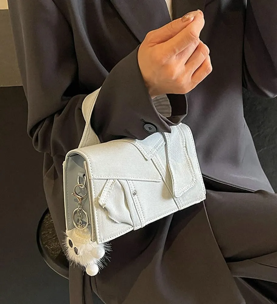 Denim Purse Top Handle Bag Small Shoulder Bags Stylish Purse Handbags With Removable Strap Travel Work