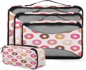 Donuts Pink 4 Set Packing Cubes for Suitcases Travel Packing Organizers for Travel Accessories Lightweight & Space Saving