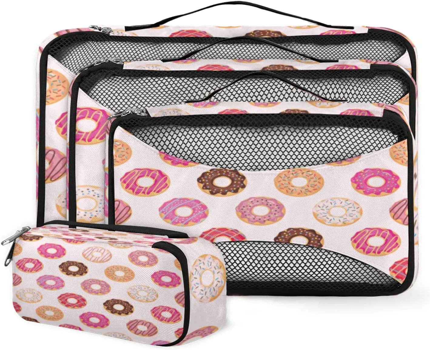 Donuts Pink 4 Set Packing Cubes for Suitcases Travel Packing Organizers for Travel Accessories Lightweight & Space Saving