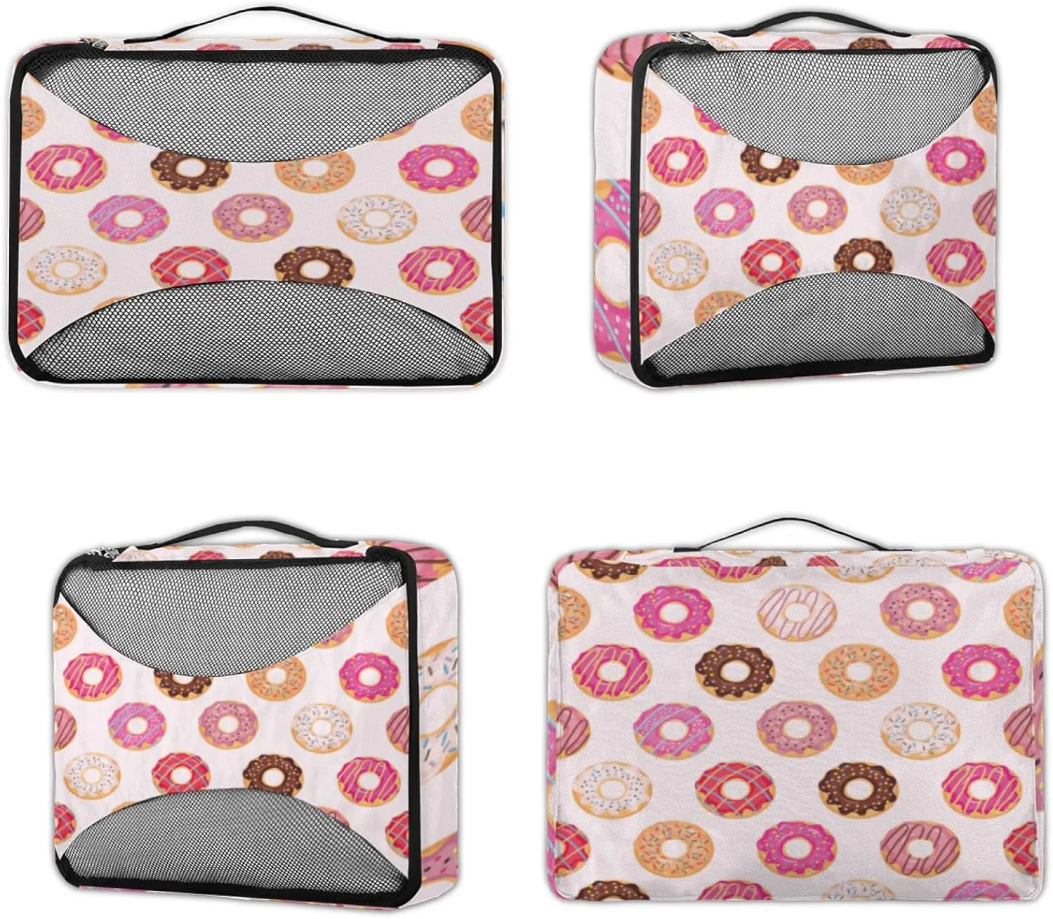 Donuts Pink 4 Set Packing Cubes for Suitcases Travel Packing Organizers for Travel Accessories Lightweight & Space Saving