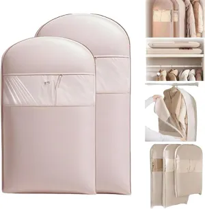 Dust Space Saving Hanging Garment Bag with Self Compression Zipper,Otherwise Space Saving Garment Bag for Down Coat(Pink,L XL)