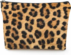 DYIRBIIY Leopard Print Cosmetic Bag, Make Up Linen Bag, Animal Protection Theme Toiletry Bag, Zipper Pouch For Travel & Daily Uses, Gift For Girls, Bags & Accessories - 09