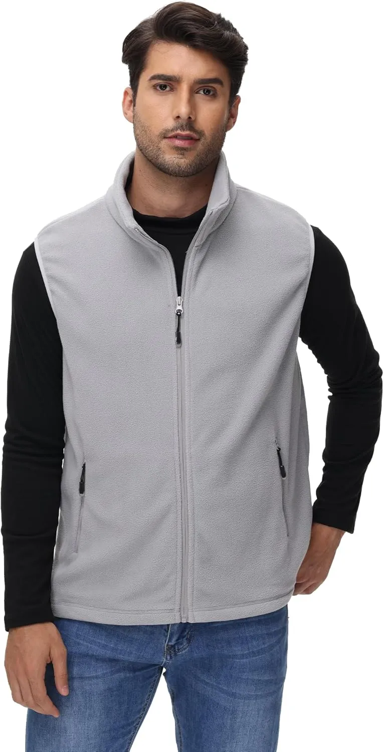 Eco-Friendly Fleece Vest, Soft Anti-Pilling with Zippered Pockets for Camping Office, Lightweight Sleeveless Jacket