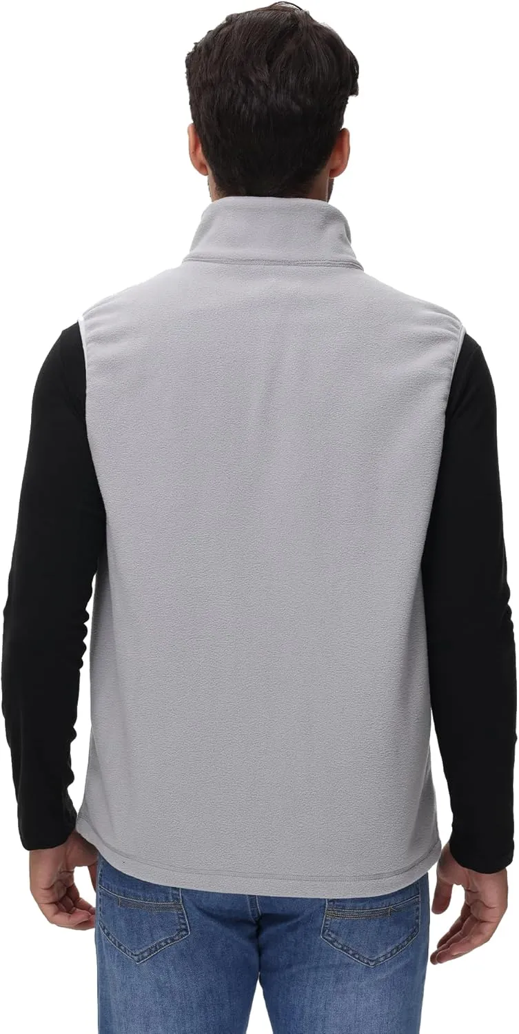 Eco-Friendly Fleece Vest, Soft Anti-Pilling with Zippered Pockets for Camping Office, Lightweight Sleeveless Jacket