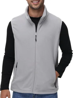 Eco-Friendly Fleece Vest, Soft Anti-Pilling with Zippered Pockets for Camping Office, Lightweight Sleeveless Jacket