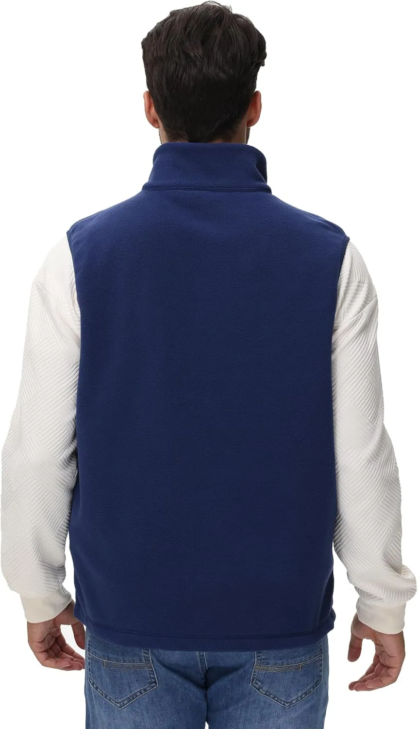 Eco-Friendly Fleece Vest, Soft Anti-Pilling with Zippered Pockets for Camping Office, Lightweight Sleeveless Jacket
